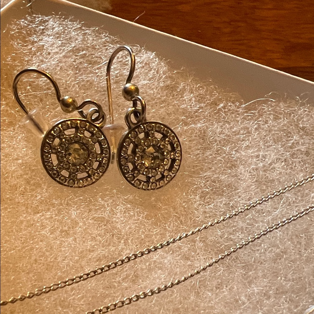 Brighton Illumina Silver Crystal Circle Drop Earrings and Necklace